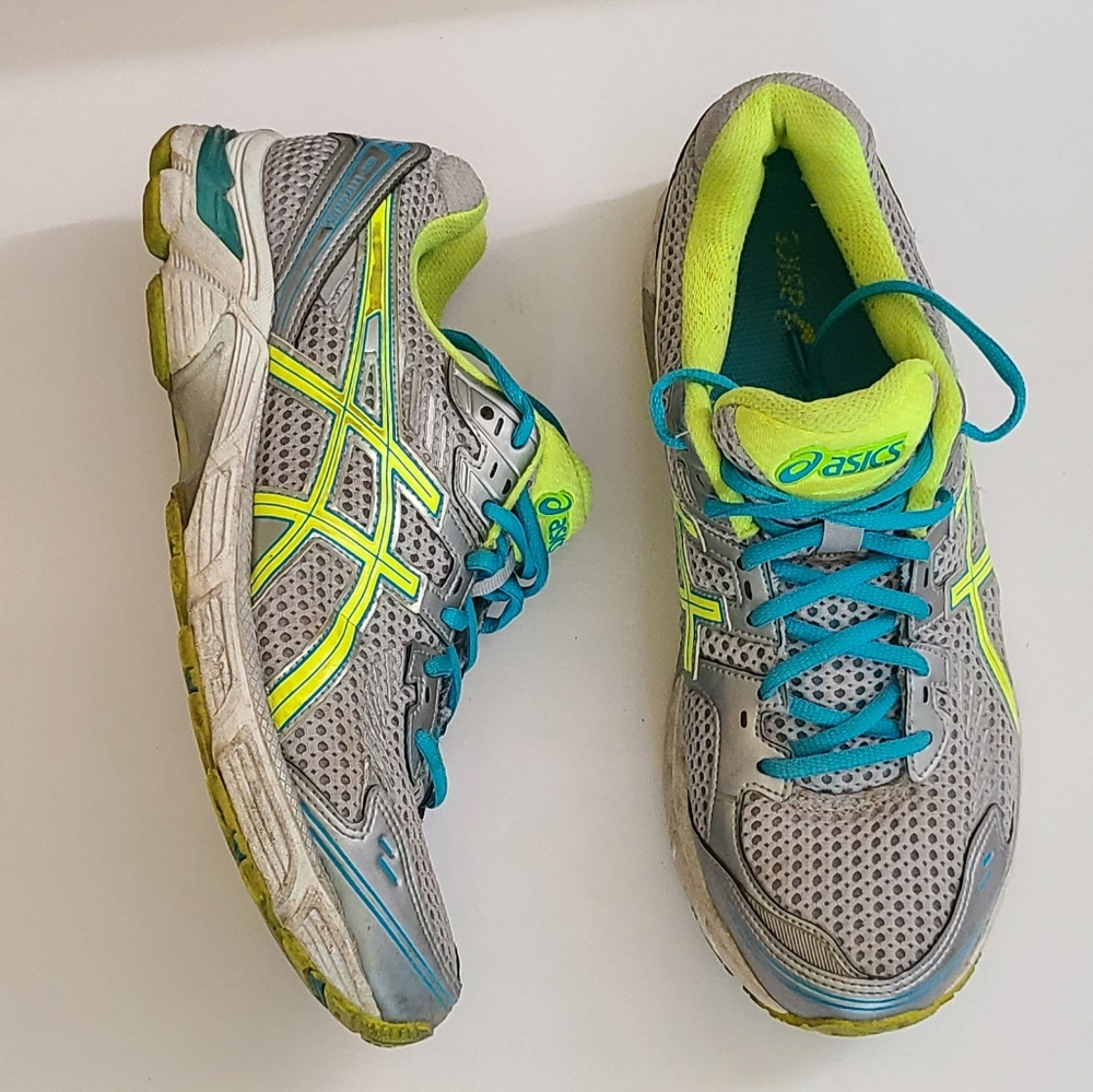 ASICS Gel-Titanium Mesh Running Shoes Silver/Green Sneakers